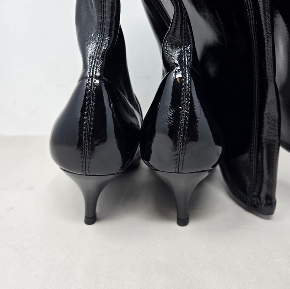 Abound Womens Over Knee Black Vinyl Look Boots Sz 6.5M Kitten Heel Sleek Luster - Picture 7 of 13